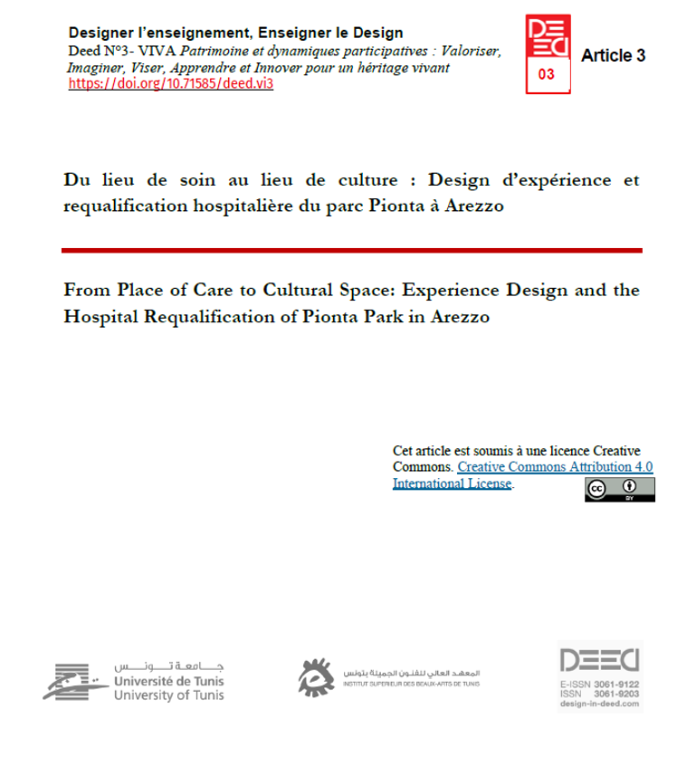From Place of Care to Cultural Space: Experience Design and the Hospital Requalification of Pionta Park in Arezzo